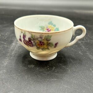 Purple violet Floral Teacup with Handle, Made in Japan